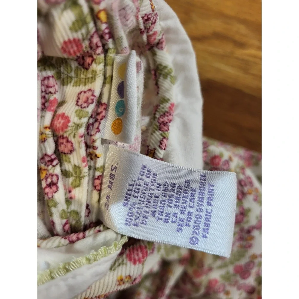 Vintage Gymboree Lightweight Corduroy Floral Romper Size 24 M